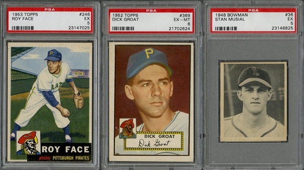 1948-1960 Topps and Bowman Rookie Cards PSA-Graded Collection (6 Different) Including Musial